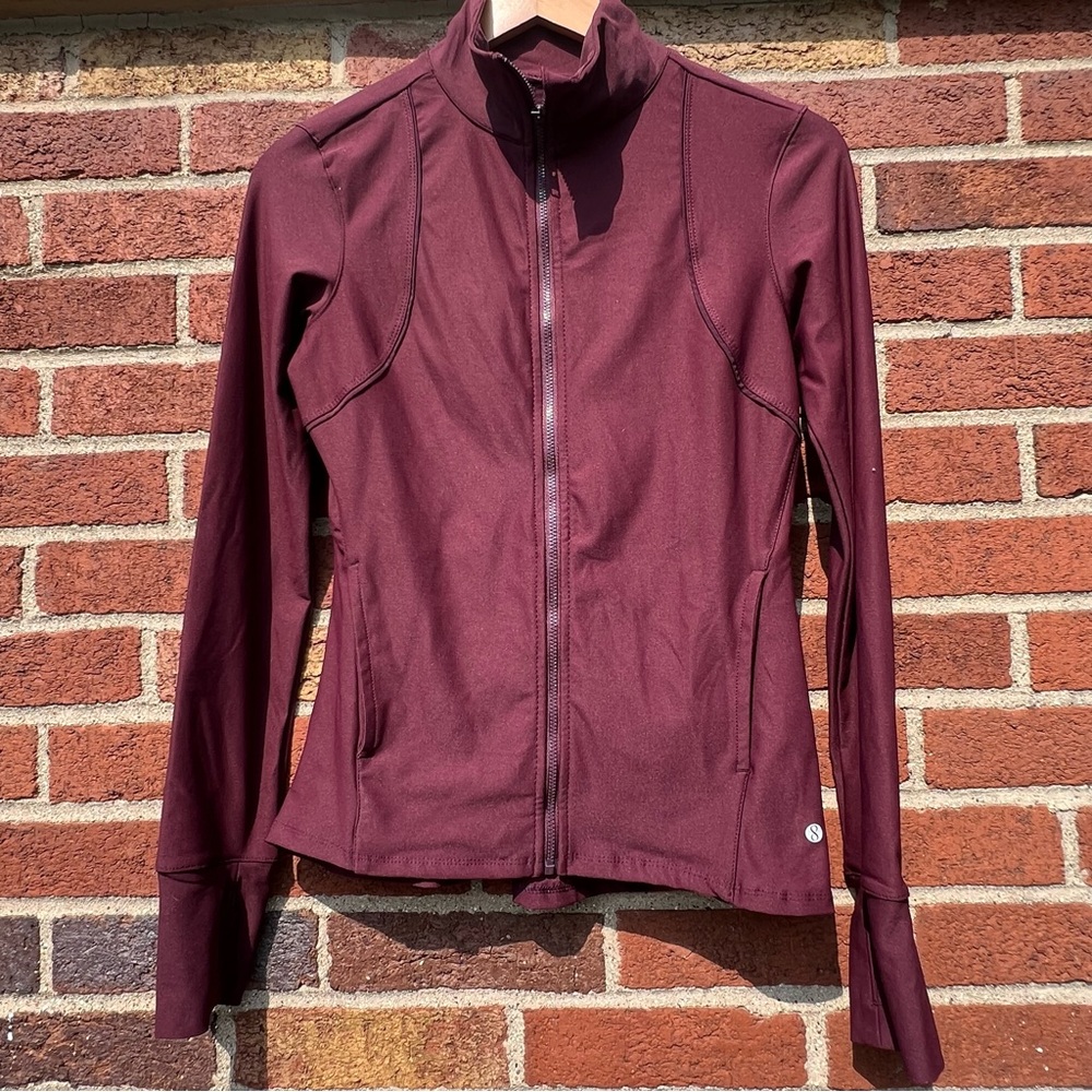 Layer 8 Performance Women's Full Zip Track Jacket Athleisure Coat Burgundy XS